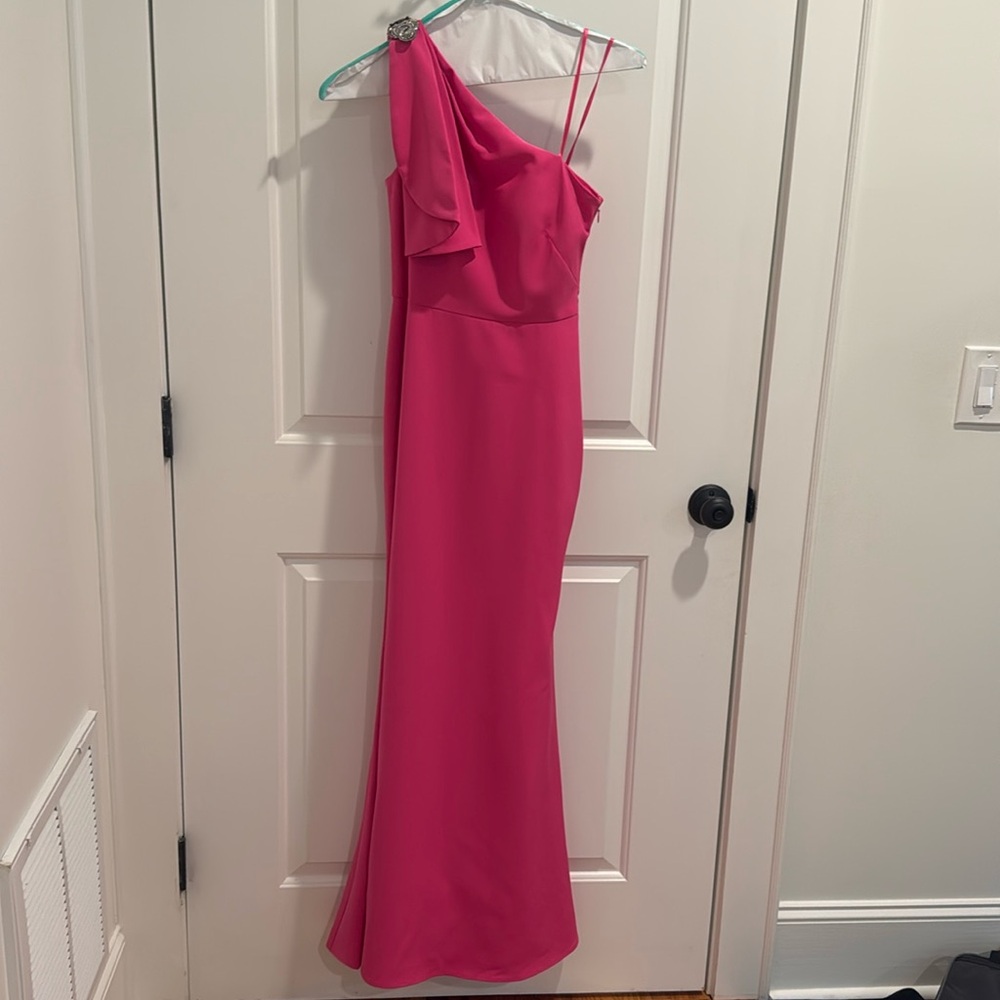 Eliza J One Shoulder Pink Gown Size 0